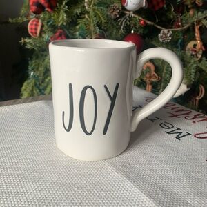 Pier 1 Imports Black White Joy Ceramic Coffee Mug 16 Oz
